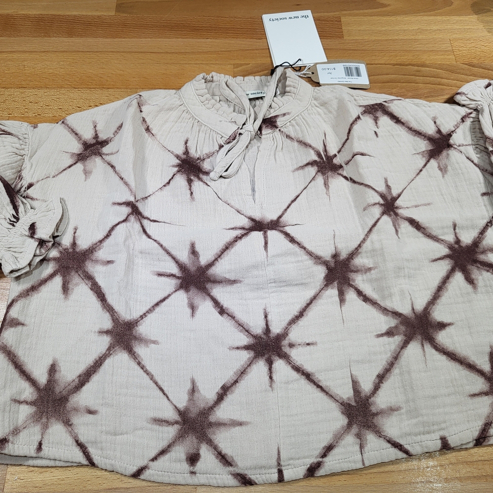 Nwt Girls Size 3/3T The New Society Olivia Blouse Shirt Top Burgandy Tie Dye